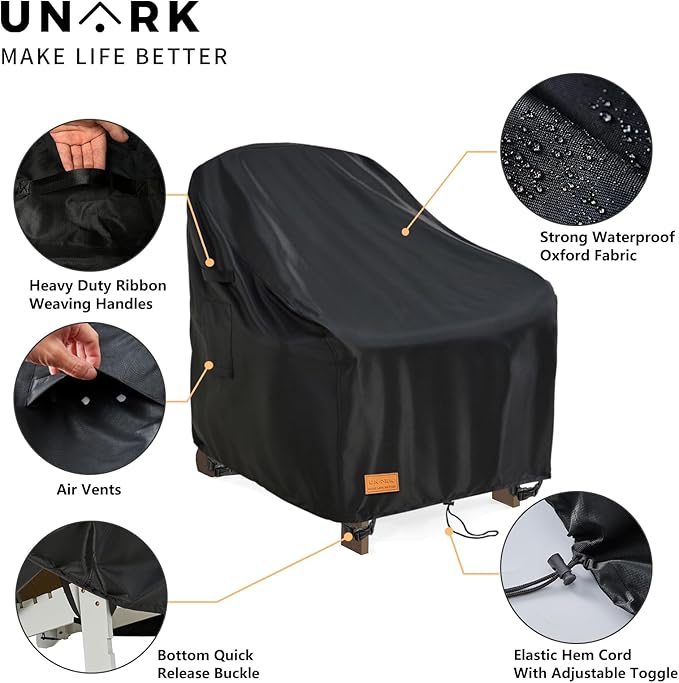 Outdoor Swivel Chair Covers Waterproof 1 Pack, Outdoor Chair Covers Patio Furniture Cover for Deck Patio Swivel Chair Heavy Duty, 28 W x 32 D x 36 H inches,Black