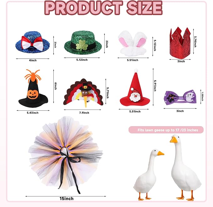 All Season Porch Goose Outfits Clothes Costume Clothing for Plastic Cement Goose Statue Patio Yard Outdoor Decor