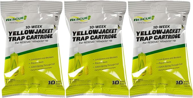 RESCUE! Yellowjacket Attractant Cartridge (10 Week Supply) – for RESCUE! Reusable Yellowjacket Traps - (3 Pack)
