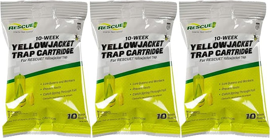 RESCUE! Yellowjacket Attractant Cartridge (10 Week Supply) – for RESCUE! Reusable Yellowjacket Traps - (3 Pack)