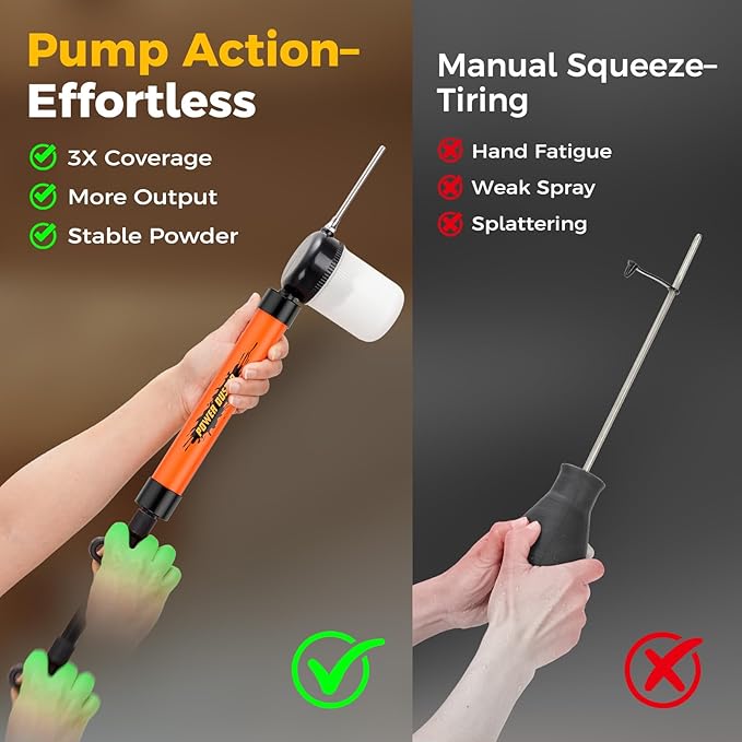 Diatomaceous Earth Powder Duster with Adjustable 4FT Rod, Clog-Free & Adjustable Output Pump, Ideal for Diatomaceous Earth Application, Powder Dispensing, Dusting Tasks & Indoor/Outdoor Gardening