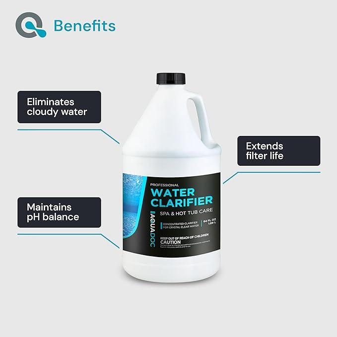 AquaDoc Spa Clarifier & Hot Tub Clarifier for Fast Acting Cloudy Water Treatment - 64oz - to Keep Your Spa Clear & Balanced - Made in USA
