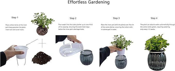 Cornasee 4" Pumpkin Planter Self Watering Pot, 4-Pack Small Plastic Planters for Indoor Plants,Flowers,Succulent,African Violets (Black, 4")