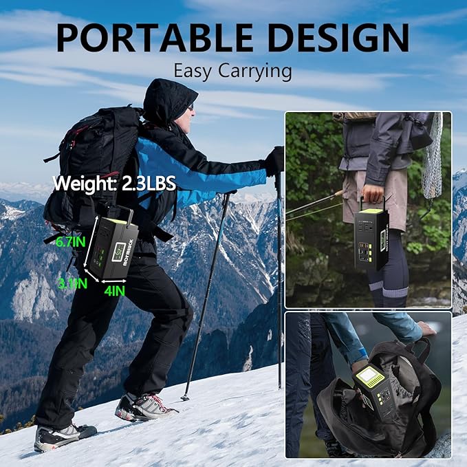 Portable Power Station 127W (Peak 200W),Solar Generator(Solar Panel Optional), 88.8Wh Power Supply with 110V AC Outlet, 1*Type-C, 2*QC3.0, Solar Powered Generator for Emergency Backup, Camping