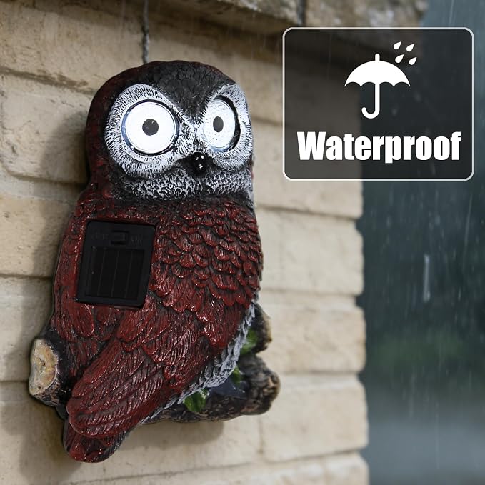 Sheaifun Owl Garden Statue Owl Solar Lights Outdoor Garden Resin Yard Outdoor Hanging Decor for Outside Gardening Housewarming Gifts for Women 5.5x2.5x7.5 Inch
