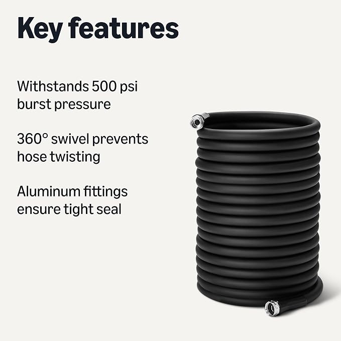 Amazon Basics Garden Hose, 50ft, Heavy-Duty, Crush-Resistant, Tangle-Free