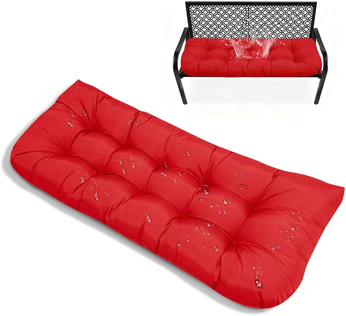 Outdoor Swing Cushion Replacement with Ties No Slip Tufed Waterpfoor Patio Bench Seat Cushions for Patio Bench Loveseat,51x 20