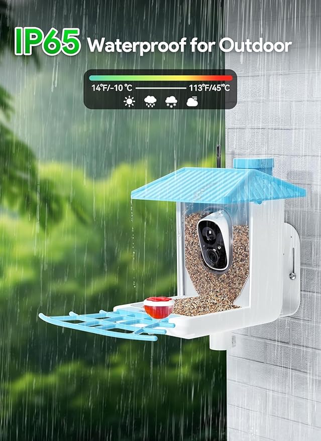Osoeri Bird Feeder with Camera - Solar Smart Bird Feeder with AI Identify, 1080P HD Auto Capture Birds Video, Real-Time Alerts, Gifts for Family and Friends, 2.4GHz WiFi