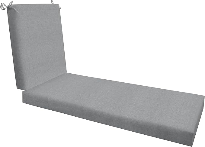 Honeycomb Outdoor Chaise Lounge Cushion for Patio Furniture, Water & Fade Resistant, Removable Cover, 24 x 73, Heritage Textured Solid Platinum Grey