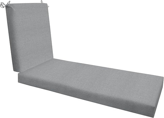 Honeycomb Outdoor Chaise Lounge Cushion for Patio Furniture, Water & Fade Resistant, Removable Cover, 26 x 80, Heritage Textured Solid Platinum Grey