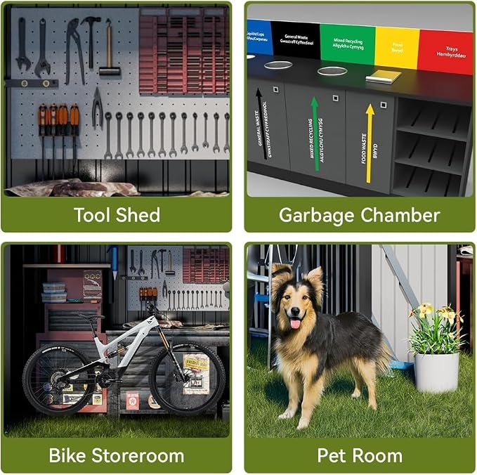 COMHOMA 8'x4' Shed Outdoor Storage,Metal Garden Tool Utility | Steel Tool Shed with Lockable Doors, Sloping Roof, and Air Vent. Perfect for Backyard, Patio, Lawn, and Poolside