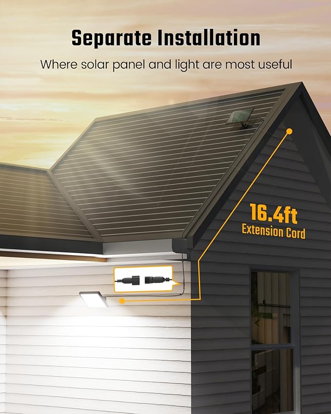 SUPERDANNY Solar Outside Lights with 113 Bright LEDs 7000K, Motion Sensor Outdoor Flood Lights Dusk to Dawn with 16ft Cable IP65 Waterproof, Security Light for Garden Barn Porch 2 Pack