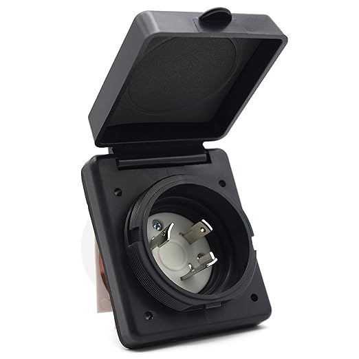 Veepeak 30 Amp Shore Power Inlet NEMA L5-30P 125V Twist Locking Plug with Cover for Boat RV Trailer Camper Van, Weatherproof, Screws Included, ETL Listed