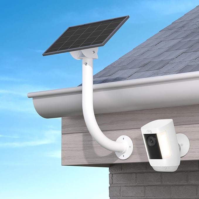 Universal Solar Panel Wall Mount Bracket - 30cm L-Shape Mount with Adjustable Arm & Tilt Head, Compatible with Ring, Arlo, Eufy, Wyze, Reolink and Other Solar Panels