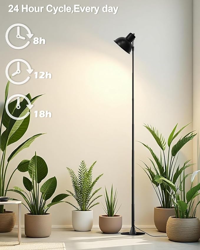 yadoker Plant Grow Light for Indoor Plant, Aluminum LED Grow Light,Elevating Plant Lamp,Height Adjustable,Automatic Timer with 8/12/18Hours,10-Level Brightness,Ideal for Large Plant Grow