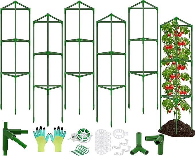 6 Pack Tomato Cages for Garden, Tomato Cage Trellis, Garden Cage Heavy Duty Tomato Stake Support, Garden Stakes Plant Cages for Pots Plants Vegetables