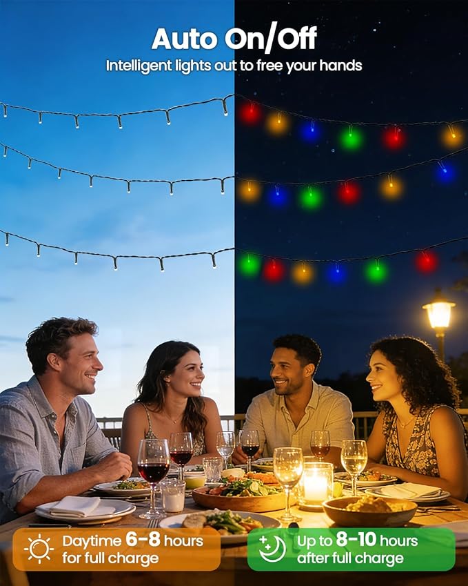 OZS 2PK 240LED Multicolor Solar Christmas Lights Outdoor Waterproof,String Lights for Outside, Green Wire Solar Tree Lights with 8 Lighting Modes for Xmas Wedding Party Christmas Decor