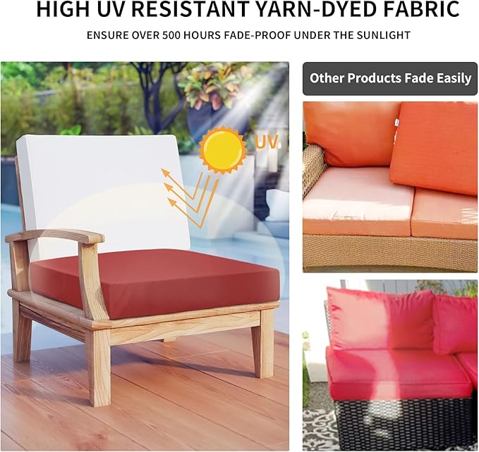 Easy-Going Waterproof Patio Cushion Covers 20x18x4 inch 4 Pack Replacement Non-Slip Outdoor Seat Cushion Slipcover with Zipper. Red