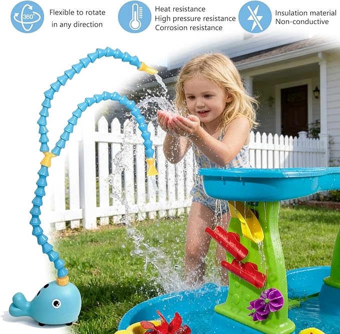 Rechargeable Water Table Pump,Kids Sand Water Play Pump,3 Spray Modes,Compatible with Most Outdoor Toddler Activity Table on Market,IPX7 Waterproof Design (3000mAh)