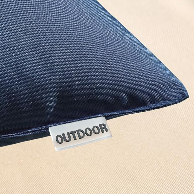 MIULEE Pack of 2 Decorative Outdoor Waterproof Pillow Covers Rectangular Garden Cushion Sham Throw Pillowcase Summer Shell for Patio Tent Couch 12x20 Inch Dark Blue