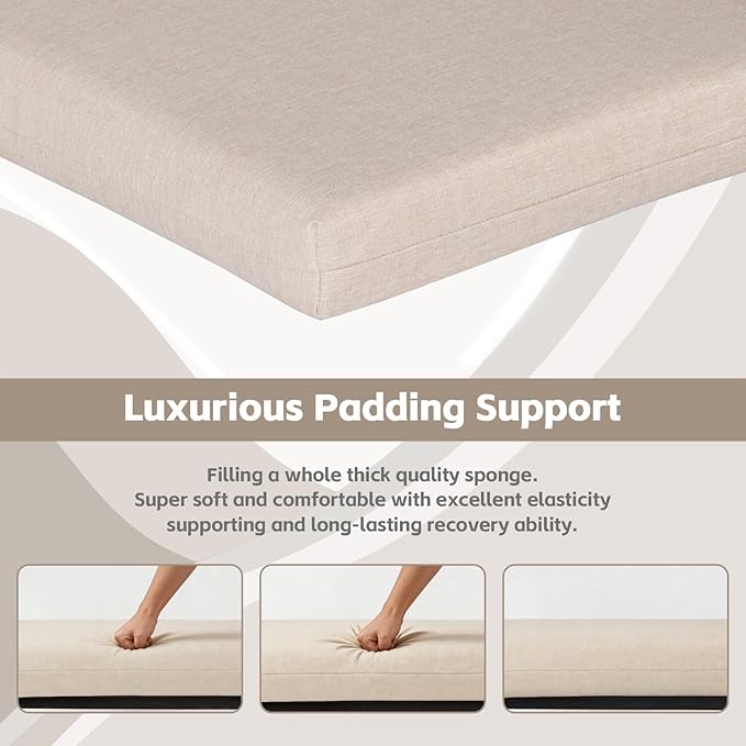 COZYVIDA Outdoor Chair Cushions Set of 4, 20"x20" Square Seat Pads with Tie Straps and YKK Zippers, 30D High-Density Foam, Water-Resistant Fabric,UV-Resistant 1000+ Hrs,Putty