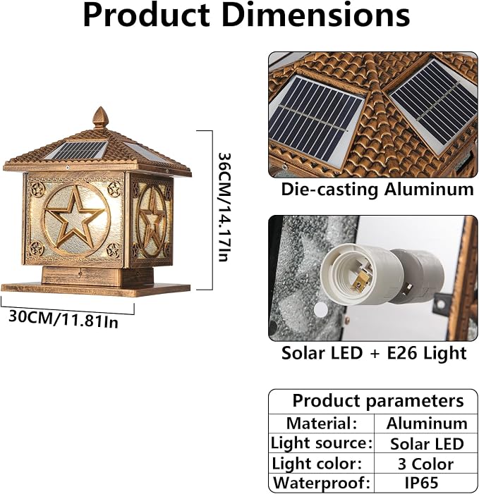 Solar Post Cap Light Modern Outdoor Fence Deck Column Cap Lamp Fence Deck Pillar Lantern Outside Housing Patio Landscape Lighting Flat Surface Posts Garden Decor IP65 Waterproof Entrance Pathway Lamps