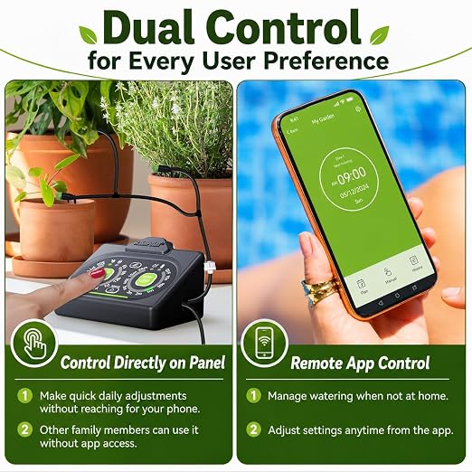 RAINPOINT Smart Auto Plant Waterer Kit for Indoor Houseplants,WiFi/App Control and Local Panel Control,Tap Free Drip Irrigation System for Indoor Balcony Grow Tent Office Water 10-15 Plants