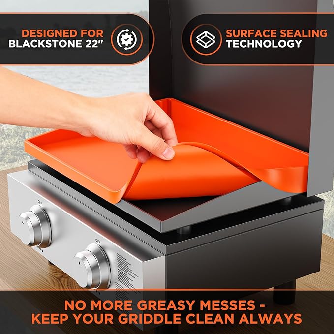 22" Silicone Griddle Mat for Blackstone 22 Inch Grill, Heavy Duty Food Grade Silicone Griddle Cover, Protect Your Grill from Dirt & Rust All Year Round