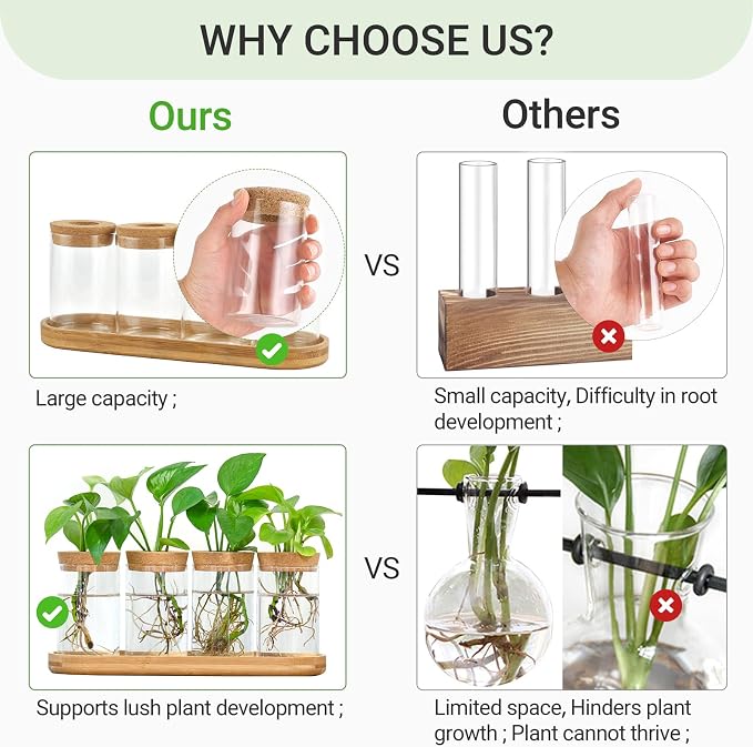 Dahey 3 Pcs Metal Hanging Flower Pots and 4 Pcs Plant Propagation Stations for Propagating Hydroponic Indoor Plants Centerpiece Tabletop Home Office Garden Yard Decor