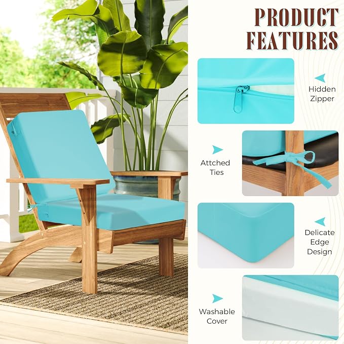 Deep Seat Patio Cushions Set, 24x24 Inch Waterproof & Fade Resistant Outdoor Chair Cushions, Thick Padded Replacement Sofa Cushions for Garden Yard Furniture