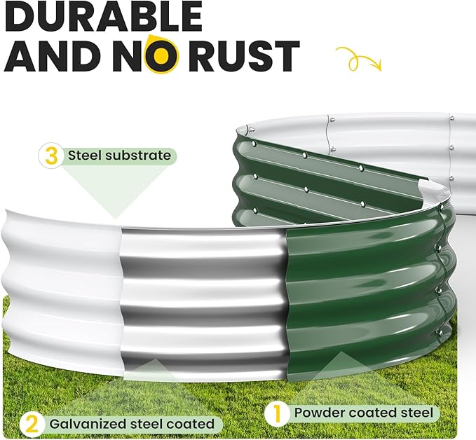 Pattiumo Galvanized Raised Garden Bed 6x3x1 FT, Oval Metal Raised Garden Bed Outdoor Planter Box with Open Bottom, Rust-Resistant Steel Garden Bed for Vegetables Herbs Flowers, Easy Assembly