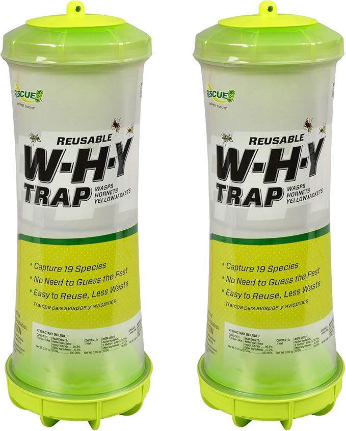 RESCUE! WHY Trap for Wasps, Hornets, & Yellowjackets – Hanging Outdoor Trap - 2 Traps