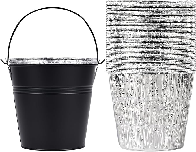 30-Pack Grease Liner and 1 Pack Black Bucket, Grill Drip Cups Compatible for Traeger Pro Series 575/780, 22/34 Series, Grill Accessories and Drip Tray Liner