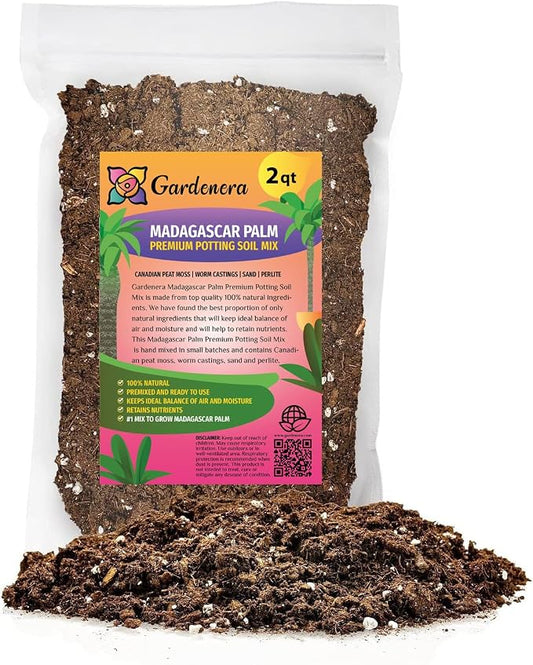 Elevate Your Madagascar Palm Oasis with Gardenera's Organic Potting Mix - Tailored for Robust Palms and Striking Form - 2 Quart