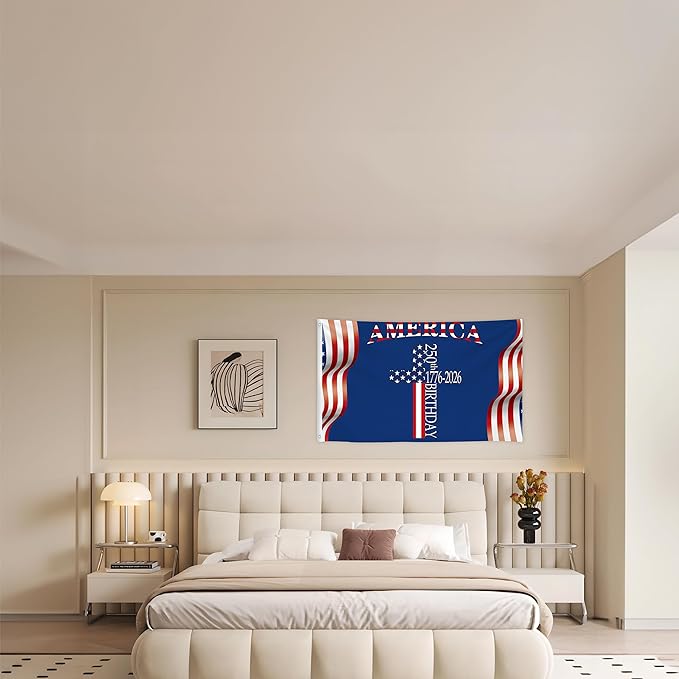 250 Anniversary USA Flag 3x5 Ft 2 Sided 3 Layers 250th Anniversary Flag We The People 1776-2026 250 Years Birthday Patriotic Decor for Outdoor Front Door Porch Wall (F)