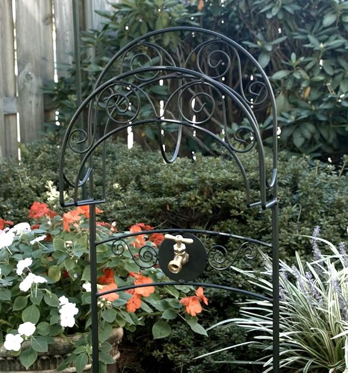 Liberty Garden 640 Carrington Decorative Metal Hose Stand w/Bib, Black