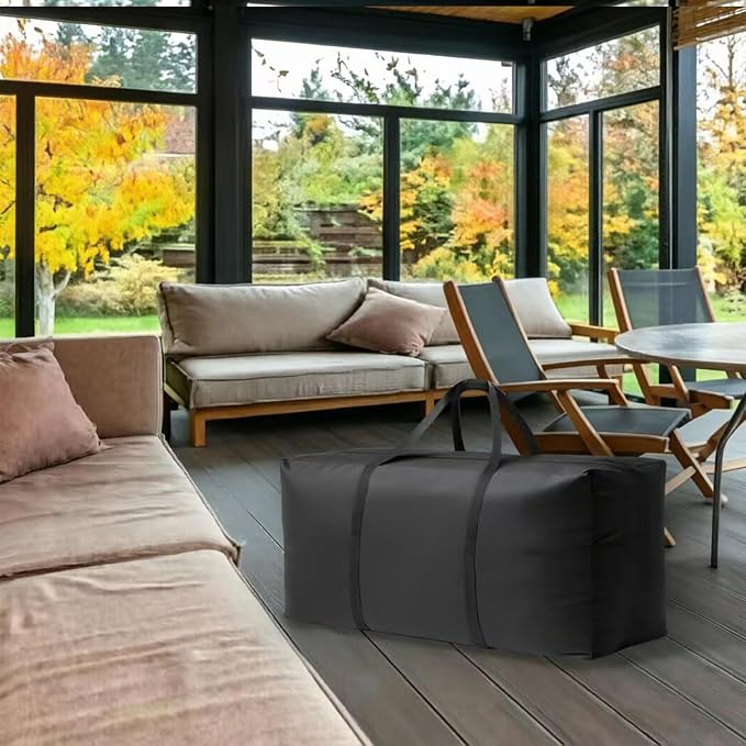 NCEDN Waterproof Patio Cushion Storage Bag - 49 × 16 × 22 Inch Heavy Duty Oxford Outdoor Cushion Storage Bag, Dustproof & UV Protection for Garden Use, with Upgraded Fabric & Reinforced Zipper