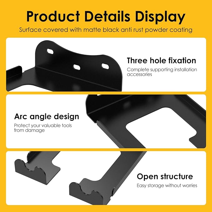 4 Pack Weed Eater Hanger Wall Mounted Bulk Weedeater Garage Trimmer Rack Heavy Duty Garden Tool Hanger Steel Weed Whackers Holder Organizer Hooks for Grass Garden Tools (Black)