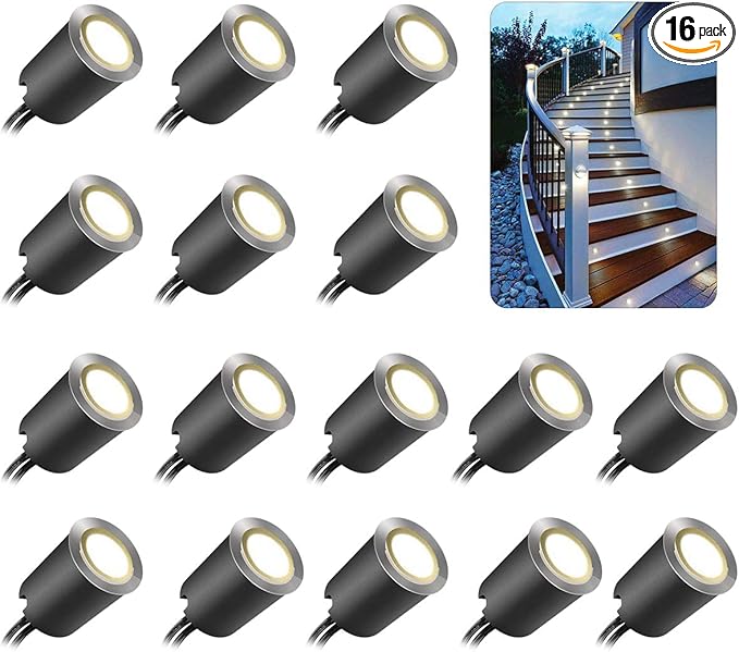 Recessed LED Deck Light Kits with Black Protecting Shell φ32mm,SMY In Ground Outdoor Landscape Lighting IP67 Waterproof,12V Low Voltage for Garden,Yard Steps,Stair,Patio,Floor,Kitchen Decoration