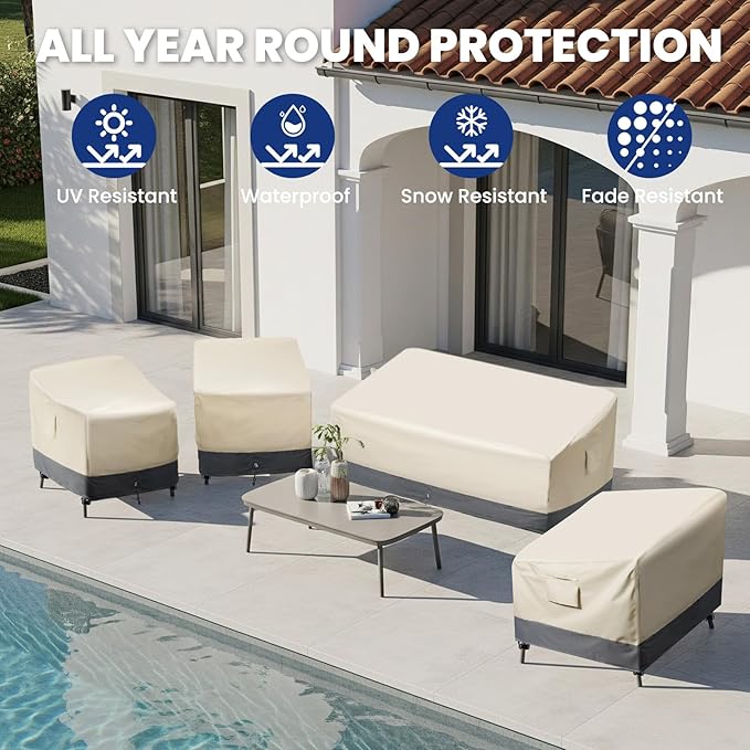 Extra Heavy Duty Outdoor Chair Covers Waterproof - 2 Pack Patio Furniture Covers for Outdoor Swivel/ Rocking Chair/ Adirondack Chairs - Outdoor Seat Cover with Air Vents, 33"W x 35"D x 38.5"H