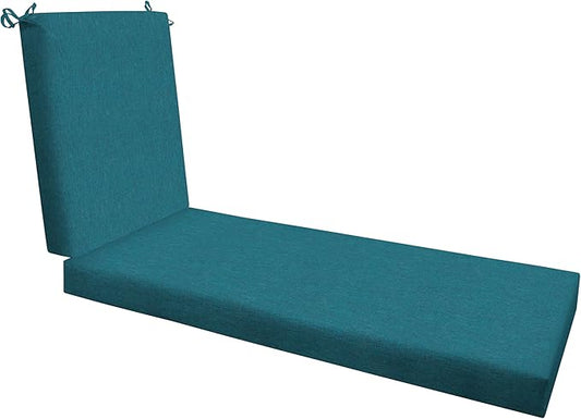 Honeycomb Outdoor Chaise Lounge Cushion for Patio Furniture, Water & Fade Resistant, Removable Cover, 21.5 x 70, Heritage Textured Solid Teal