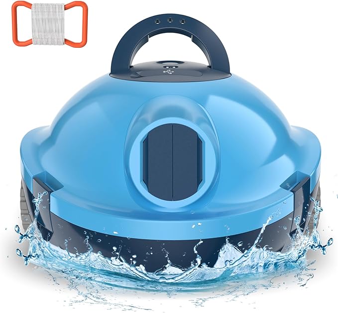 Y10 Cordless Robotic Pool Cleaner, Automatic Pool Vacuum -120 Mins Runtime, Powerful Suction, Self-Parking, Lightweight for Above/Inground Pools Up to 65ft/1100 Sq.Ft