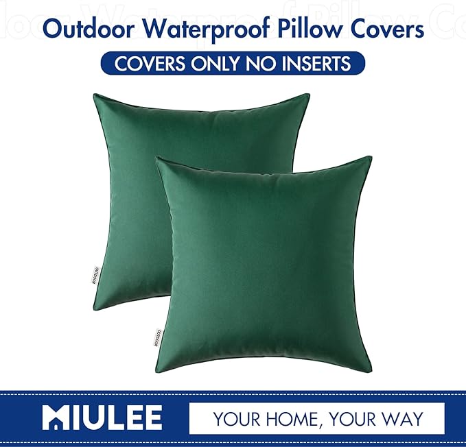 MIULEE Pack of 2 Decorative Outdoor Waterproof Christmas Pillow Covers Garden Cushion Sham Throw Pillowcase Shell for Spring Patio Tent Couch 18x18 Inch Army Green