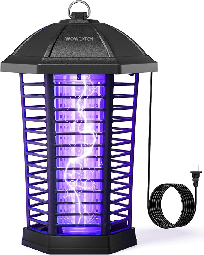 WowCatch LED Bug Zapper Outdoor, IPX4 Weatherproof, Up to 50,000 Hrs Lifespan (No Bulb Replacement) Mosquito Killer, 4200V Electric Fly Zapper for Open Patios, Backyard, Home, Camping
