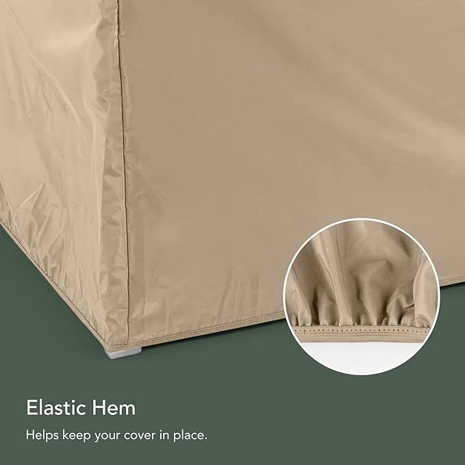 Classic Chaise Lounge Cover 2-Pack, Weather-Resistant Vinyl Outdoor Furniture Covers with Mesh Vent, Elastic Hem, UV Protection, Lightweight Patio Chair Covers - 30W x 82D x 38H - Classic Tan