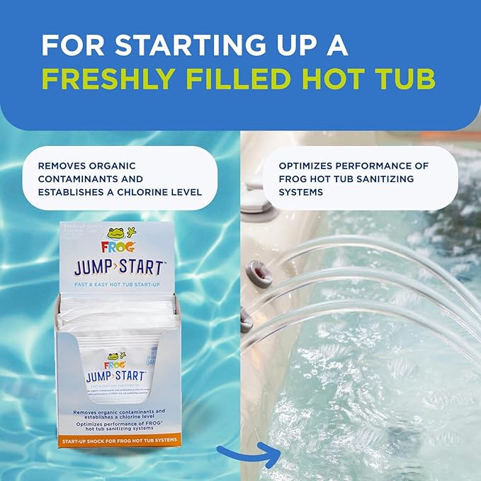 FROG Jump Start for Hot Tubs - Start-Up Chlorine Shock Removes Organic Contaminants & Establishes Chlorine Level - Hot Tub Set Up & Treatment - 12 Pack