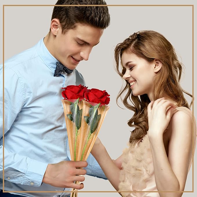 Sabary 100 Pcs Flower Bouquet Wrapping Paper Flower Rose Sleeves Bulk Floral Bags for Valentine Bridal Shower Wedding Anniversary Birthday Mother's Day(15.8" x 4.7")