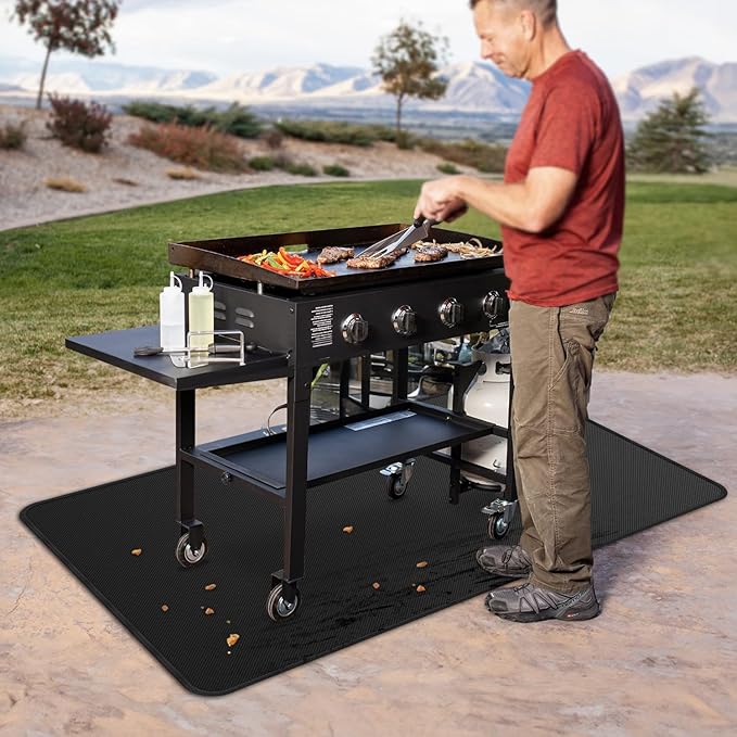 60x40 inches Large Under Grill Mats for Blackstone, Double-Sided Fireproof Outdoor Grill Protective Mat, Oilproof Waterproof BBQ Fire Pit Fireplace Mat