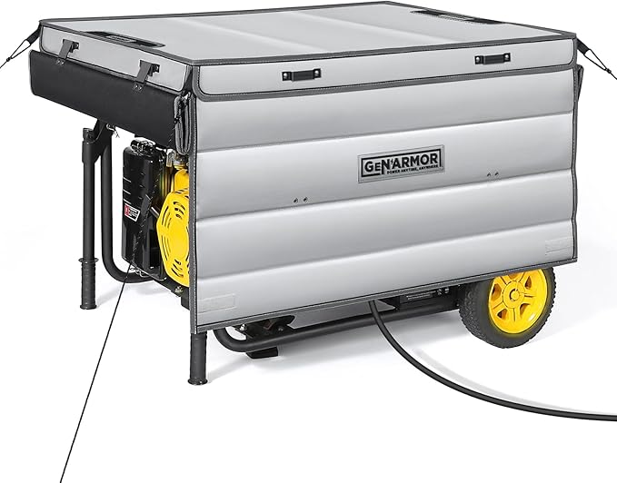 GenArmor Generator Covers While Running, 100% Waterproof Heavy Duty Tarps Generator Tent, Portable Outdoor Generator Enclosure for Most 4000w~13000w Generators, Gray, Windproof Kit Version