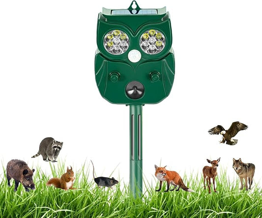 2026 New Owl Shaped Solar Animal Repellent with Motion Sensor Triper Repellent System-Ultrasonic, Flashing LED, Sound- Safe Outdoor Pet Control for Garden, Yard, Lawn, Patio, Home Perimeter